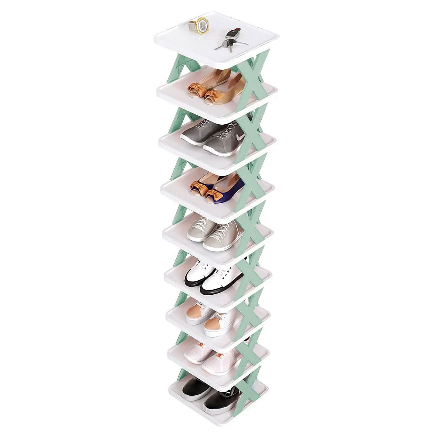 9-Tier Narrow Entryway Shoe Rack Plastic Vertical Shoe Organizer DailySale