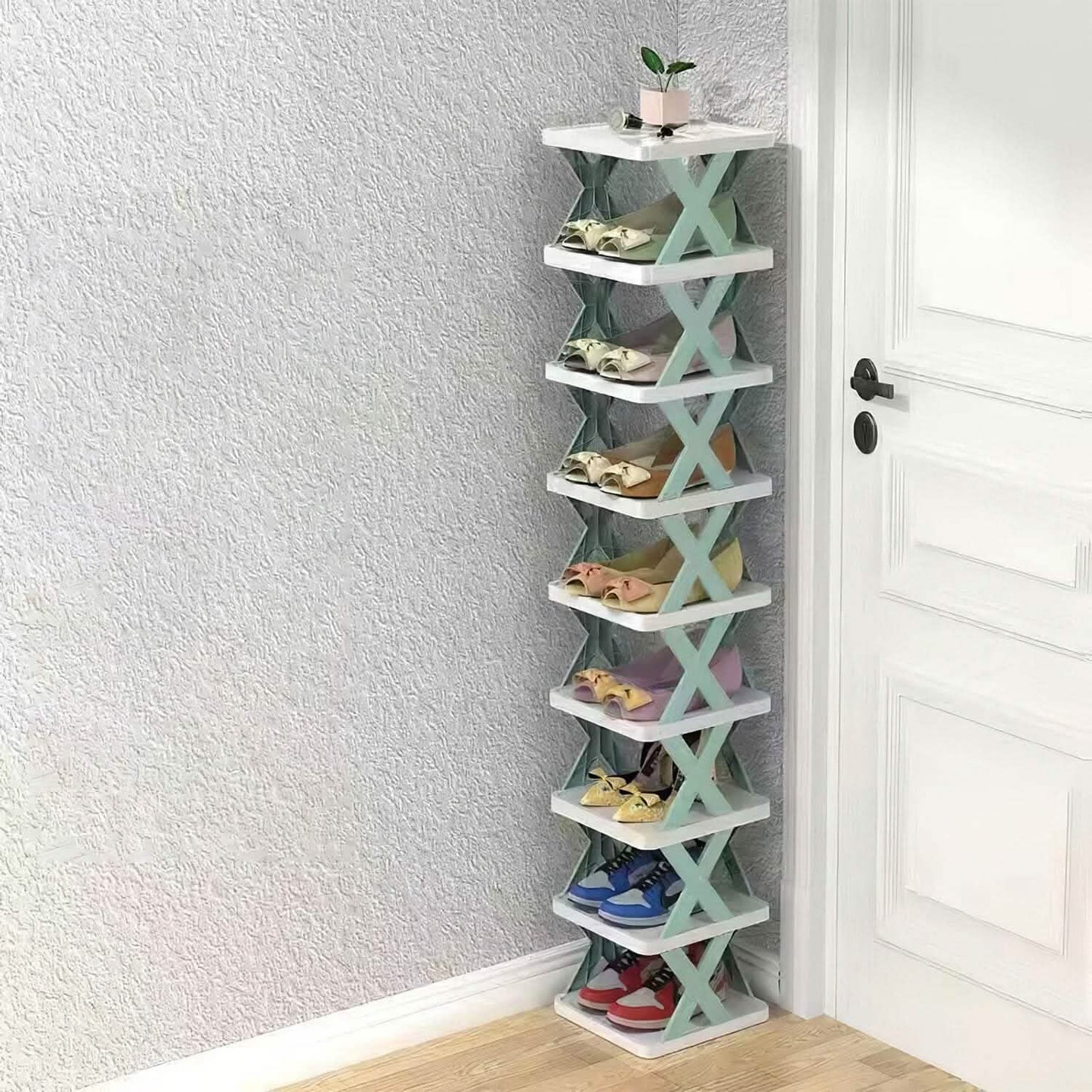 9-Tier Narrow Entryway Shoe Rack Plastic Vertical Shoe Organizer DailySale