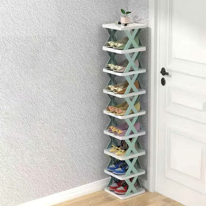 9-Tier Narrow Entryway Shoe Rack Plastic Vertical Shoe Organizer DailySale
