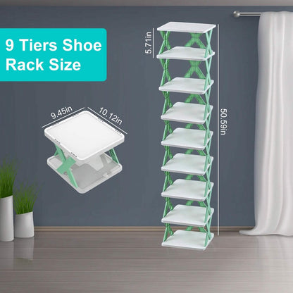 9-Tier Narrow Entryway Shoe Rack Plastic Vertical Shoe Organizer DailySale