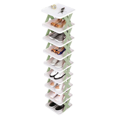 9-Tier Narrow Entryway Shoe Rack Plastic Vertical Shoe Organizer DailySale
