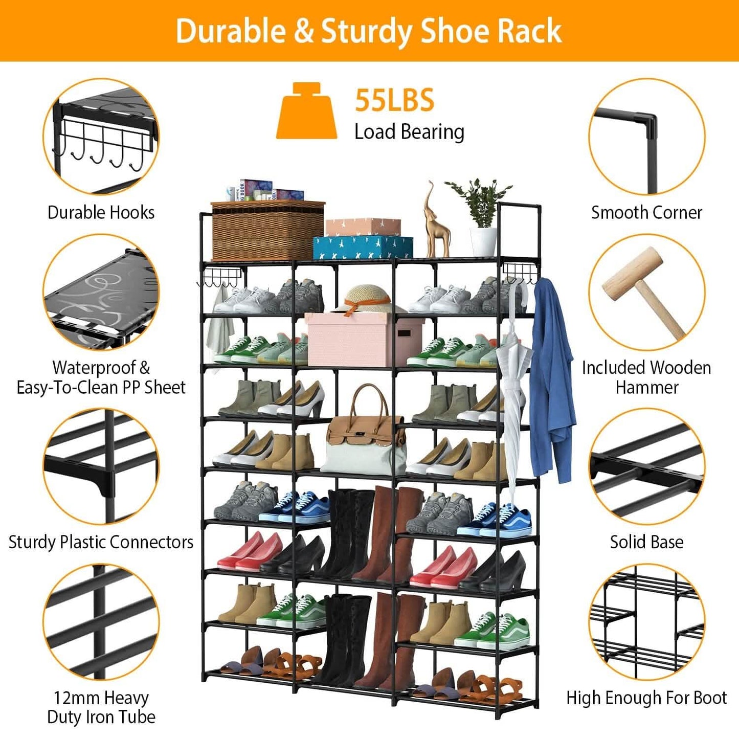 9-Tier: Shoe Rack Metal Storage DailySale