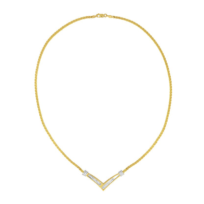10K Yellow and White Gold 1/2 Cttw Princess Cut Diamond Channel-Set â€œVâ€ Shape 18" Franco Chain Necklace (H-I Color, SI2-I1 Clarity) Bids.com