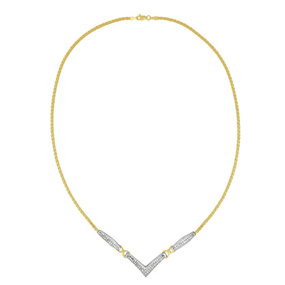 14K Yellow and White Gold 2.0 Cttw Princess Cut Diamond Flared and X-Station V Shaped 18â€ Franco Chain Statement Necklace (H-I Color, SI2-I1 Clarity) Bids.com