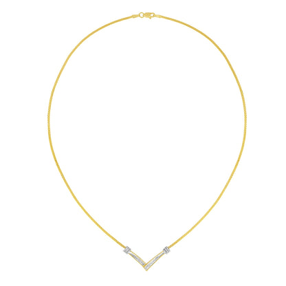 14K Yellow and White Gold 1/4 Cttw Princess Cut Diamond Channel-Set â€œVâ€ Shape 18" Pendant Necklace (H-I Color, SI2-I1 Clarity) Bids.com
