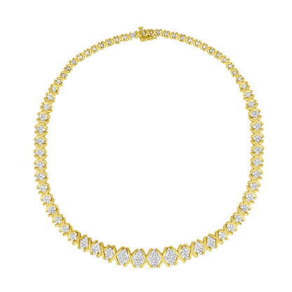 10K Yellow Gold 4 cttw Brilliant Round-Cut Diamond Graduating Riviera Statement Necklace (H-I Color, I2-I3 Clarity) Bids.com