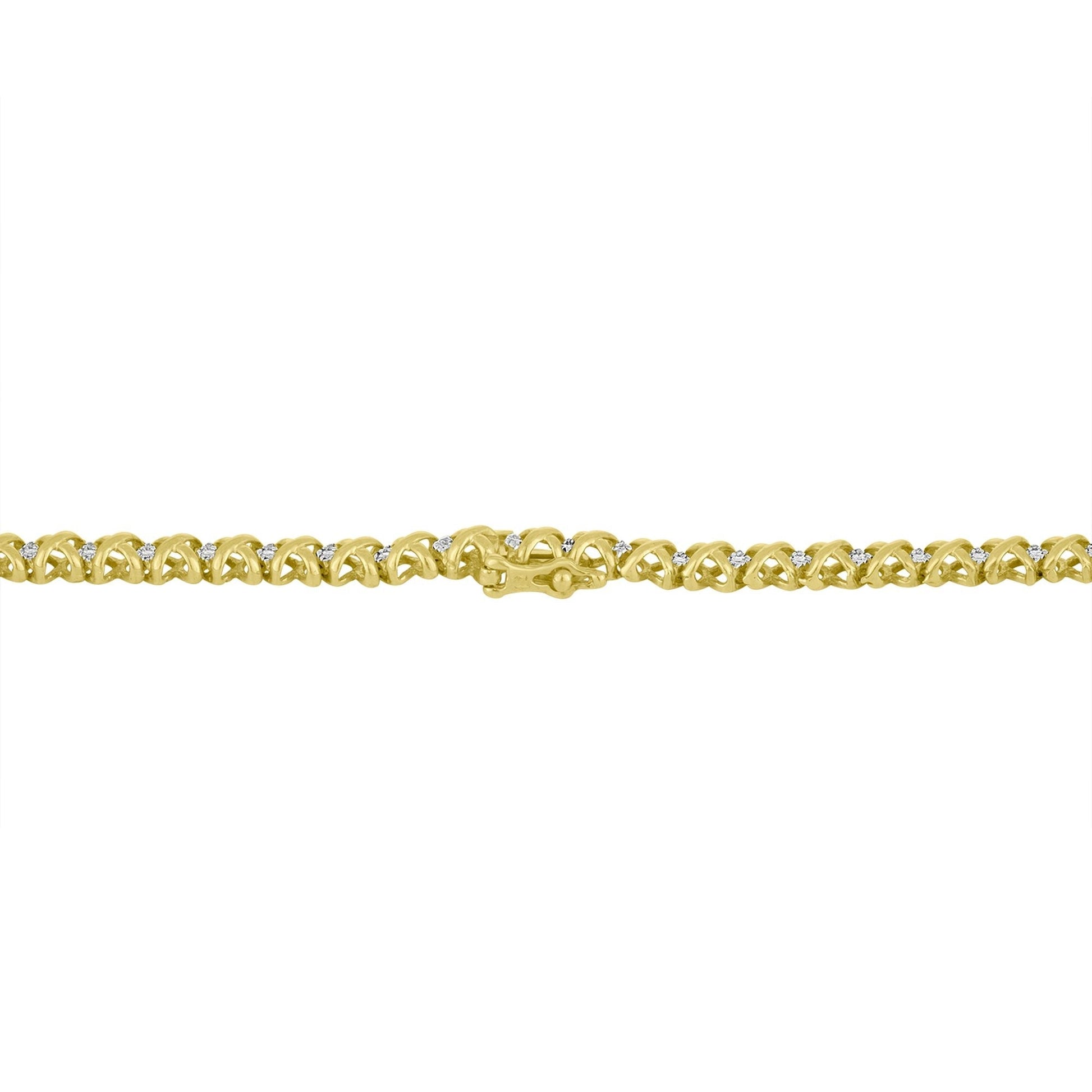 10K Yellow Gold 4 cttw Brilliant Round-Cut Diamond Graduating Riviera Statement Necklace (H-I Color, I2-I3 Clarity) Bids.com