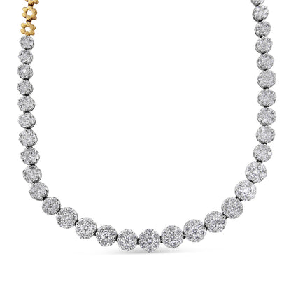 IGI Certified 14K Yellow Gold 14 3/4 cttw Pave Set Round-Cut Diamond Riviera Necklace (F-G Color, S2-I1 Clarity) Bids.com