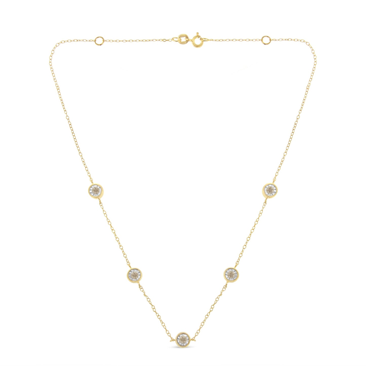 Yellow Color Plated Sterling Silver Diamond Station Necklace (1/2 cttw, K-L Color, I2-I3 Clarity) Bids.com