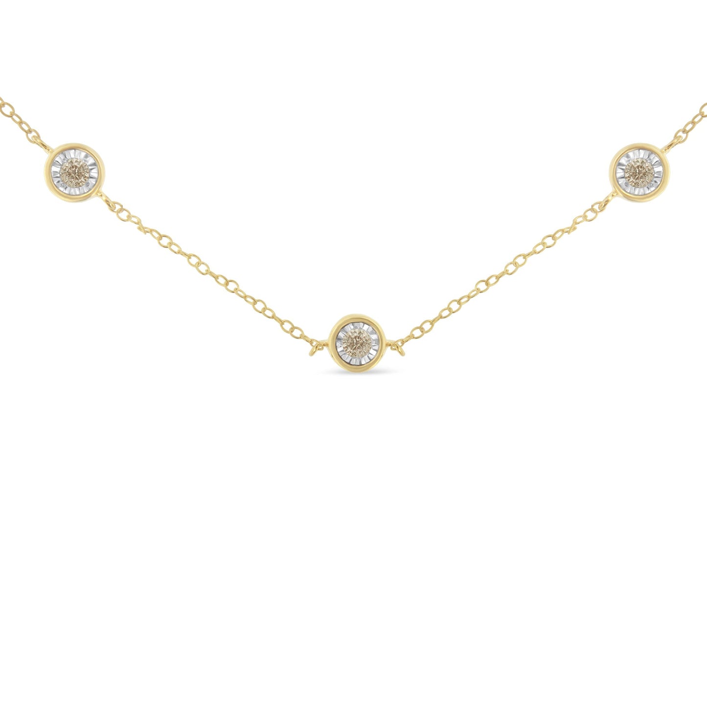 Yellow Color Plated Sterling Silver Diamond Station Necklace (1/2 cttw, K-L Color, I2-I3 Clarity) Bids.com