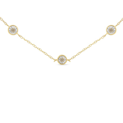 Yellow Color Plated Sterling Silver Diamond Station Necklace (1/2 cttw, K-L Color, I2-I3 Clarity) Bids.com