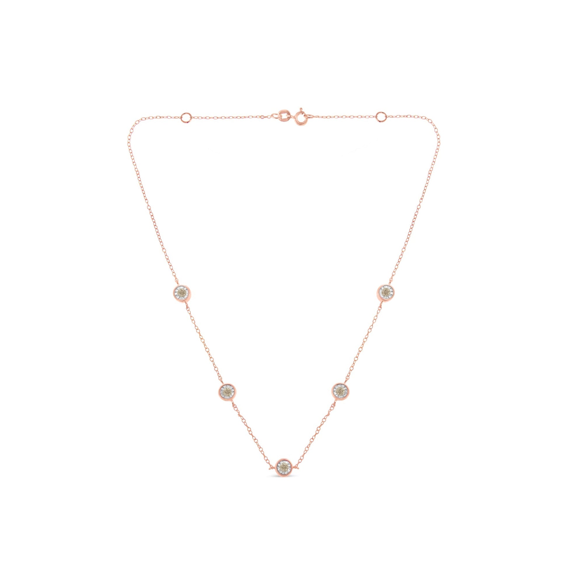 Yellow Color Plated Sterling Silver Diamond Station Necklace (1/2 cttw, K-L Color, I2-I3 Clarity) Bids.com