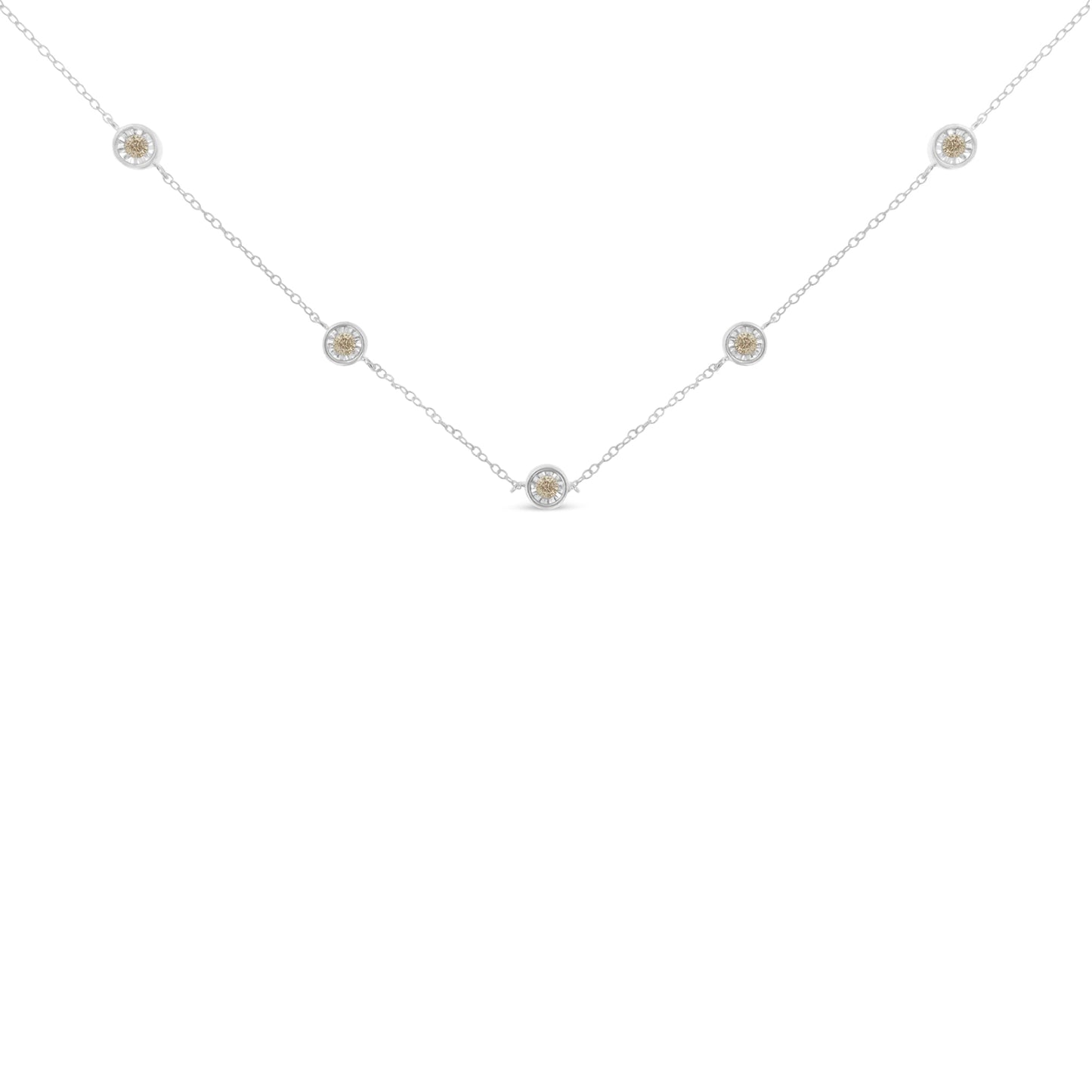 Sterling Silver Diamond Station Necklace (1/2 cttw, I-J Color, I1-I2 Clarity) Bids.com