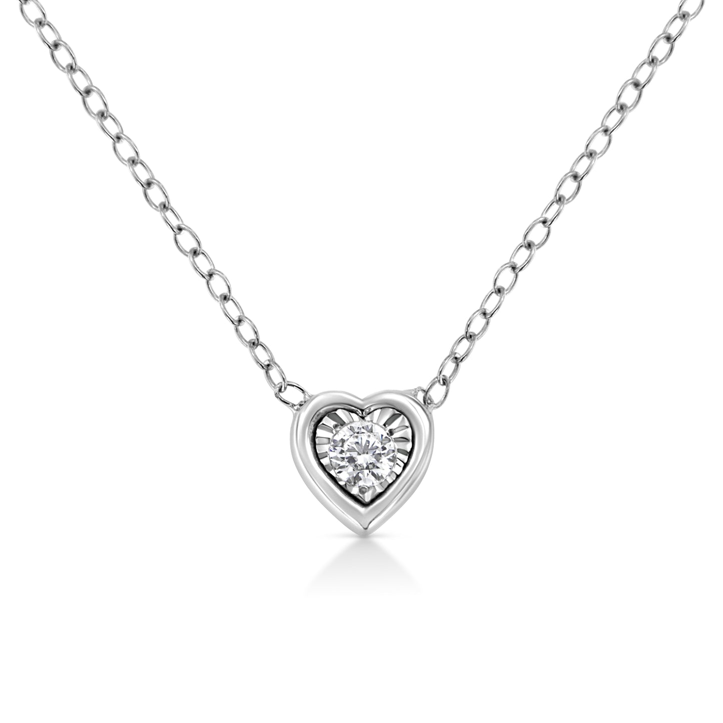 10K White Gold 1/10 Cttw Miracle Set Round-Cut Diamond Square Shape 18" Pendant Necklace (H-I Color, SI2-I1 Clarity) Bids.com