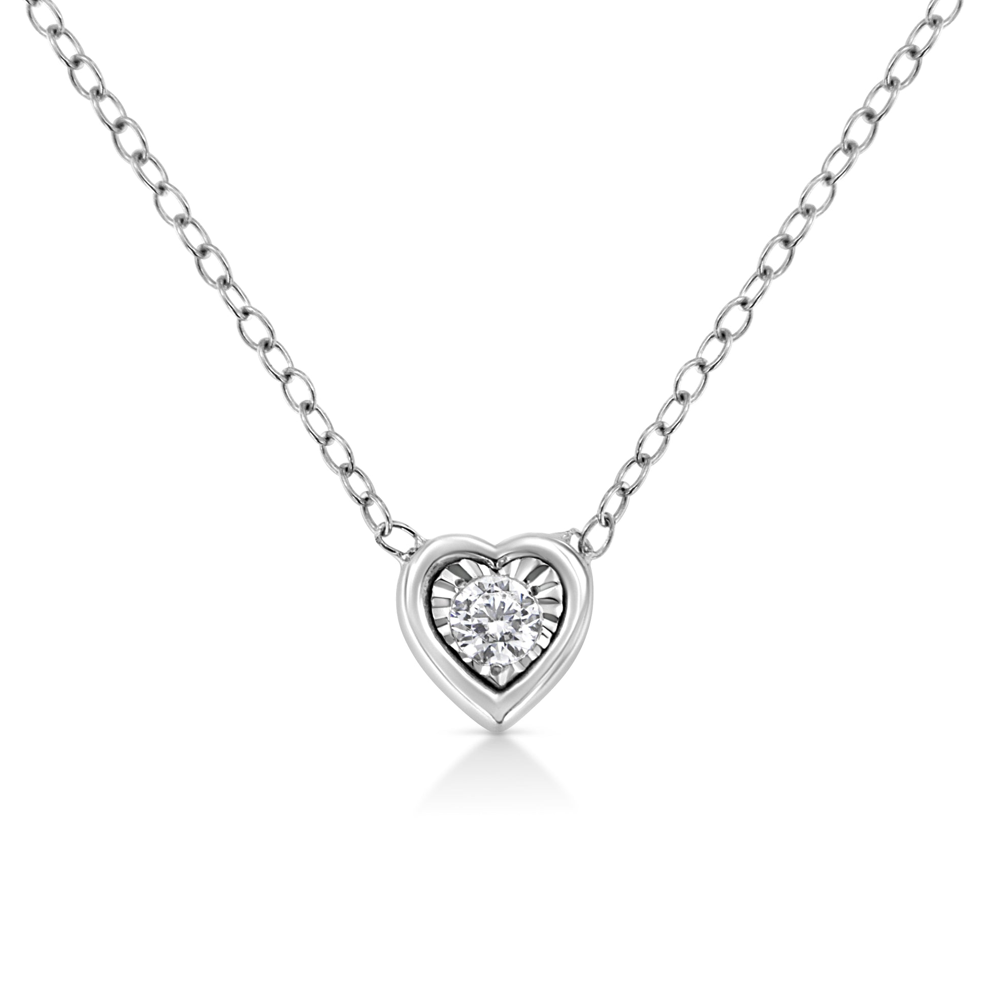 10K White Gold 1/10 Cttw Miracle Set Round-Cut Diamond Square Shape 18" Pendant Necklace (H-I Color, SI2-I1 Clarity) Bids.com