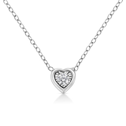 10K White Gold 1/10 Cttw Miracle Set Round-Cut Diamond Square Shape 18" Pendant Necklace (H-I Color, SI2-I1 Clarity) Bids.com