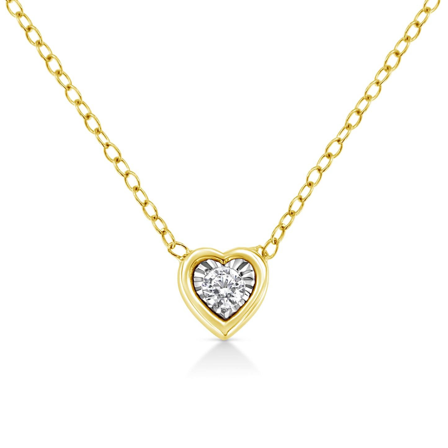 10K Yellow Gold Plated .925 Sterling Silver 1/10 Cttw Miracle Set Round Diamond Square Box Shape 18" Pendant Necklace (K-L Color, I2-I3 Clarity) Bids.com