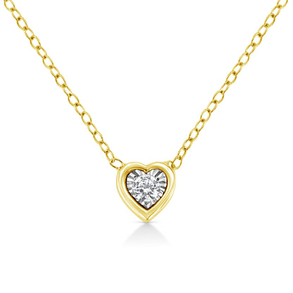 10K Yellow Gold Plated .925 Sterling Silver 1/10 Cttw Miracle Set Round Diamond Square Box Shape 18" Pendant Necklace (K-L Color, I2-I3 Clarity) Bids.com