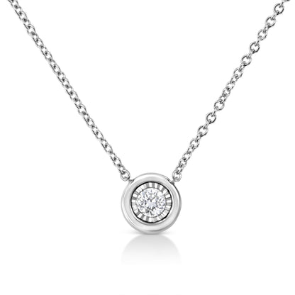10K White Gold 1/10 Cttw Miracle Set Round-Cut Diamond Square Shape 18" Pendant Necklace (H-I Color, SI2-I1 Clarity) Bids.com