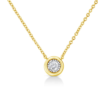 10K Yellow Gold Plated .925 Sterling Silver 1/10 Cttw Miracle Set Round Diamond Square Box Shape 18" Pendant Necklace (K-L Color, I2-I3 Clarity) Bids.com