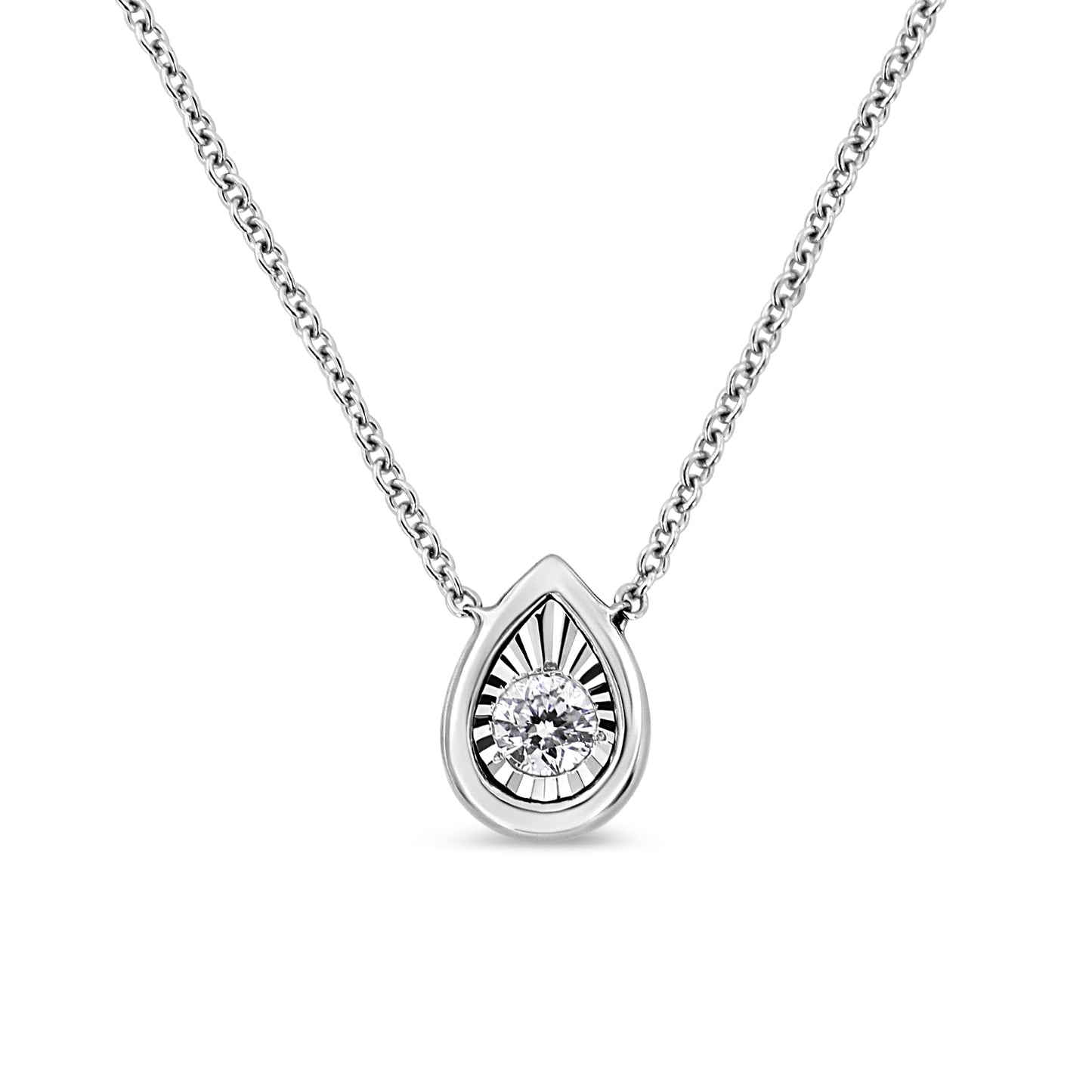 10K White Gold 1/10 Cttw Miracle Set Round-Cut Diamond Square Shape 18" Pendant Necklace (H-I Color, SI2-I1 Clarity) Bids.com
