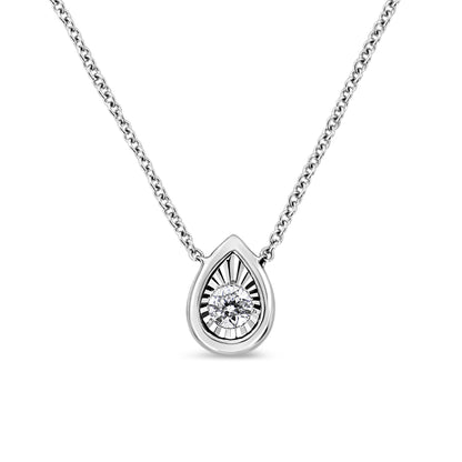 10K White Gold 1/10 Cttw Miracle Set Round-Cut Diamond Square Shape 18" Pendant Necklace (H-I Color, SI2-I1 Clarity) Bids.com