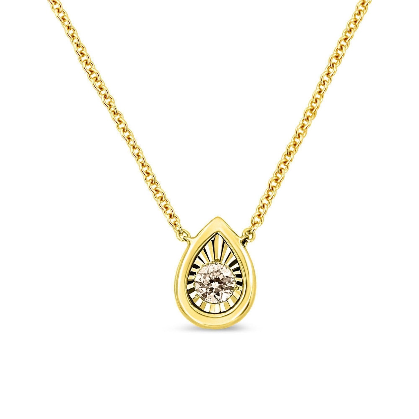 10K Yellow Gold Plated .925 Sterling Silver 1/10 Cttw Miracle Set Round Diamond Square Box Shape 18" Pendant Necklace (K-L Color, I2-I3 Clarity) Bids.com