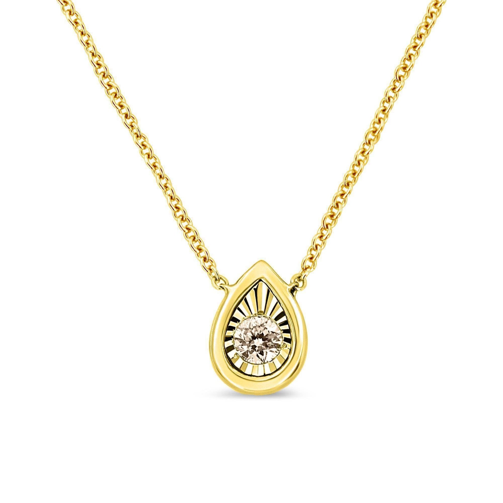 10K Yellow Gold Plated .925 Sterling Silver 1/10 Cttw Miracle Set Round Diamond Square Box Shape 18" Pendant Necklace (K-L Color, I2-I3 Clarity) Bids.com