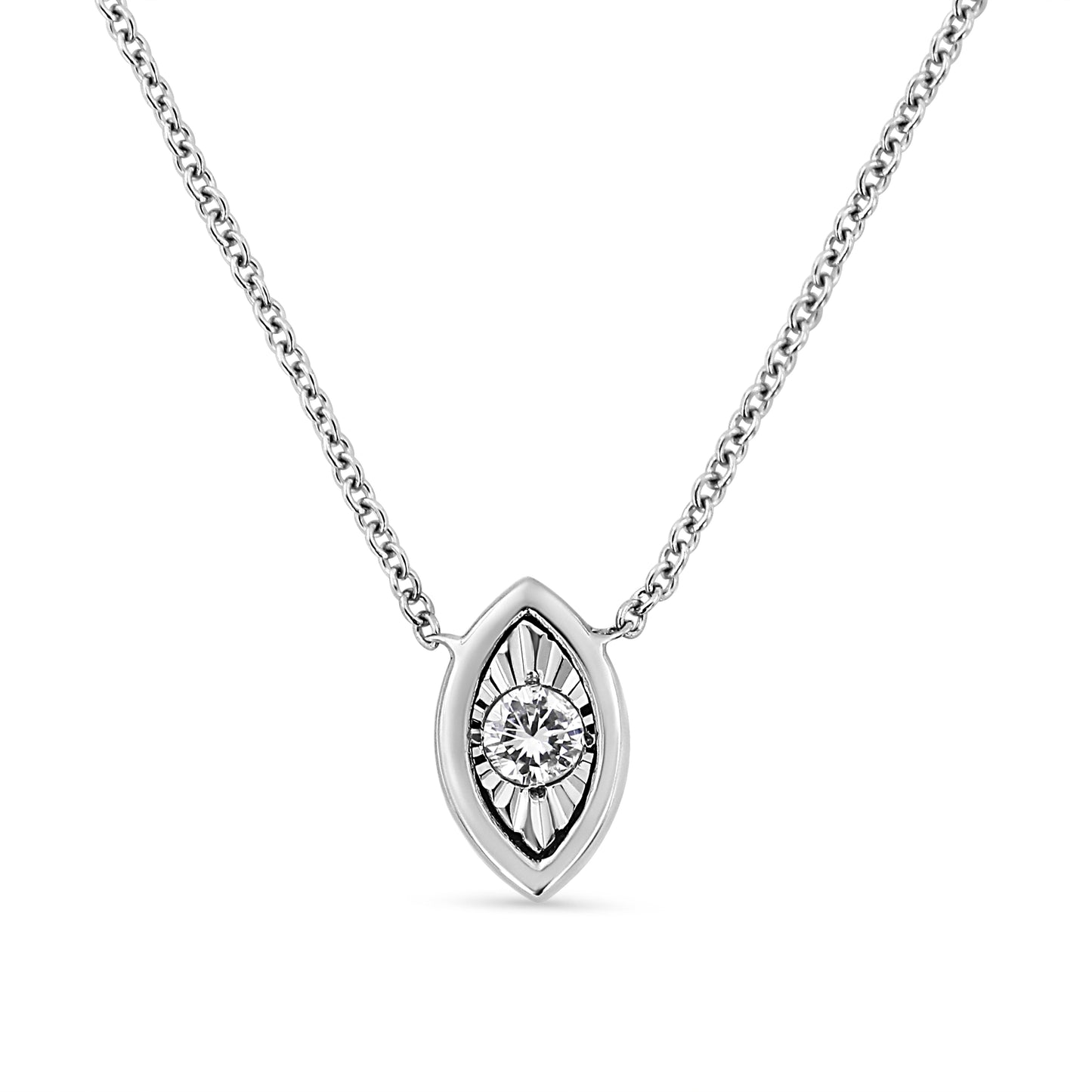 10K White Gold 1/10 Cttw Miracle Set Round-Cut Diamond Square Shape 18" Pendant Necklace (H-I Color, SI2-I1 Clarity) Bids.com
