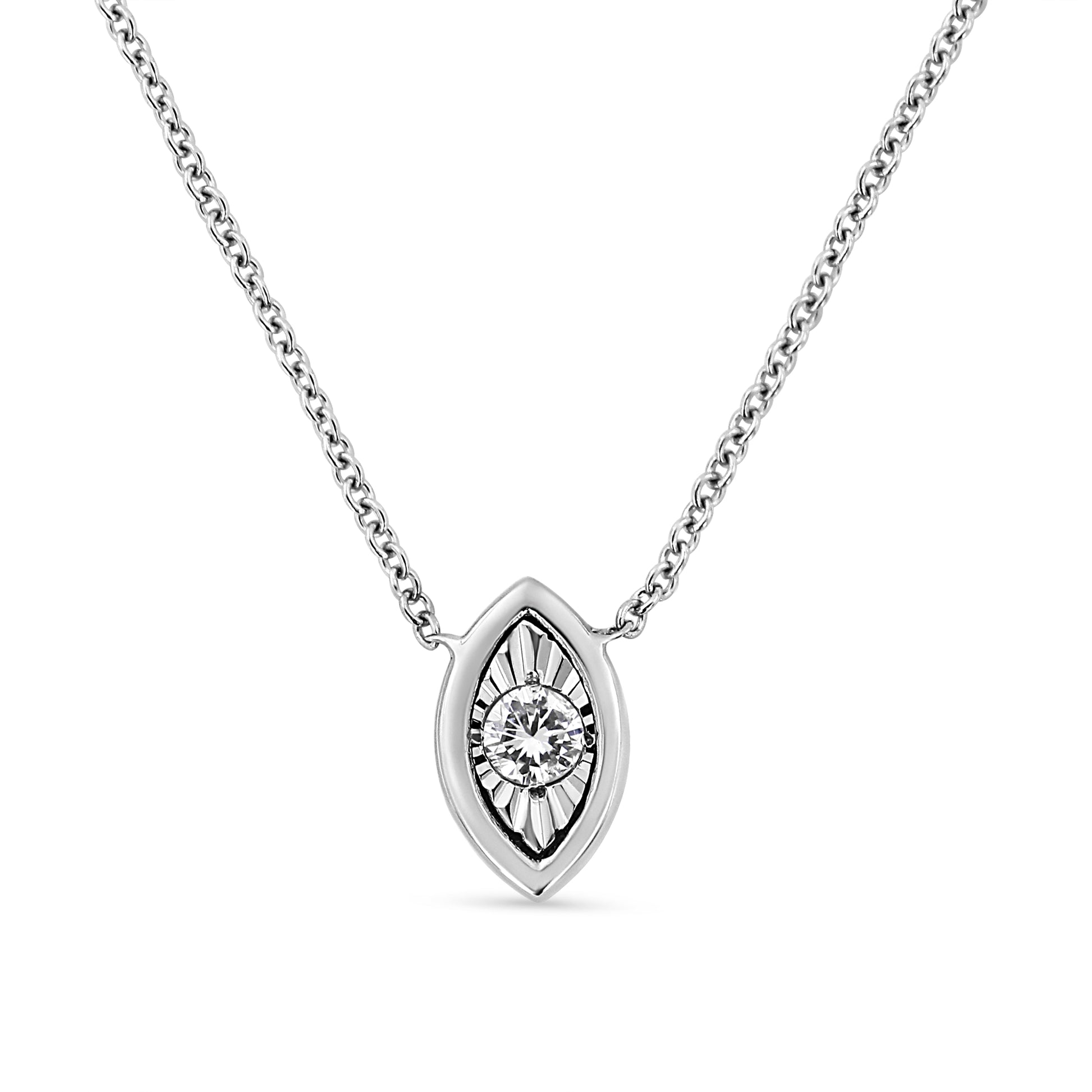 10K White Gold 1/10 Cttw Miracle Set Round-Cut Diamond Square Shape 18" Pendant Necklace (H-I Color, SI2-I1 Clarity) Bids.com