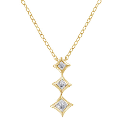 10K White Gold 1/5 Cttw Princess Cut Diamond 3 Stone Drop 18" Pendant Necklace (H-I Color, SI2-I1 Clarity) Bids.com