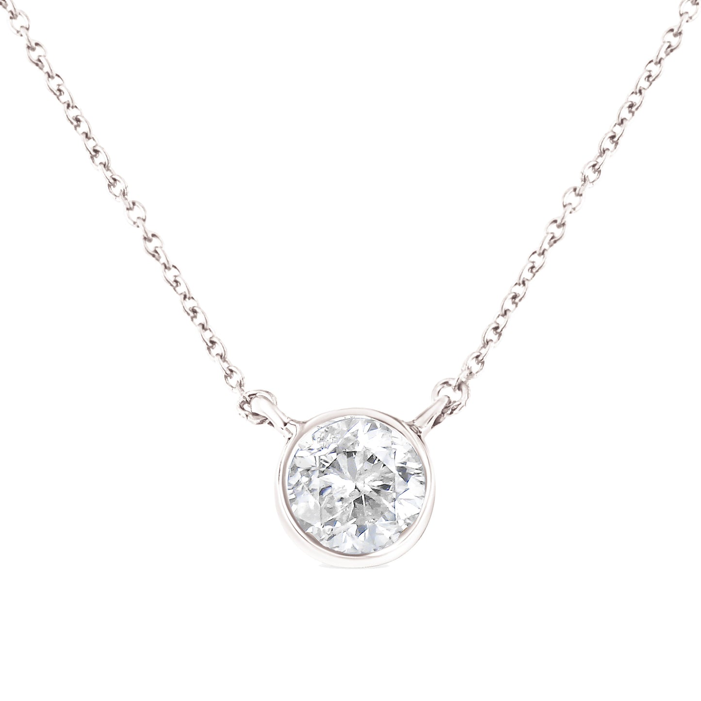 .925 Sterling Silver 1/2 Cttw Diamond Bezel 18" Pendant Necklace (I-J Color, I2-I3 Clarity) Bids.com
