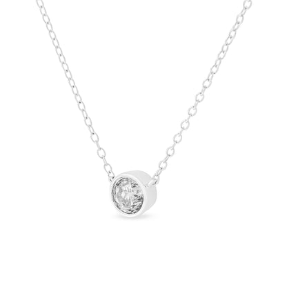 .925 Sterling Silver 1/2 Cttw Diamond Bezel 18" Pendant Necklace (I-J Color, I2-I3 Clarity) Bids.com