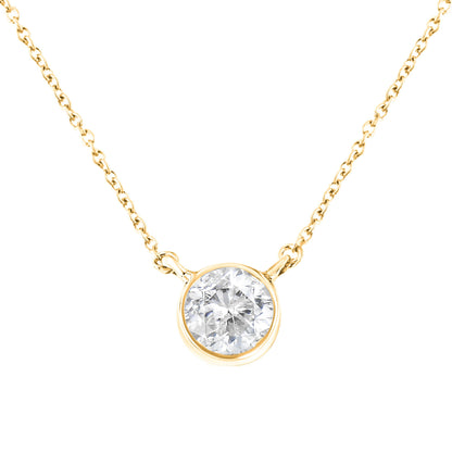.925 Sterling Silver 1/2 Cttw Diamond Bezel 18" Pendant Necklace (I-J Color, I2-I3 Clarity) Bids.com