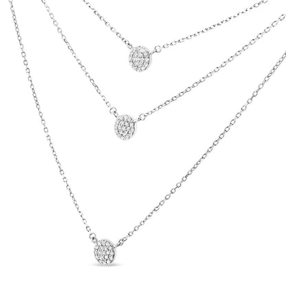 .925 Sterling Silver 1/2 Cttw Round Diamond Medallion Multi-Strand Tri Pendant 18" Necklace (H-I Color, I2-I3 Clarity) Bids.com