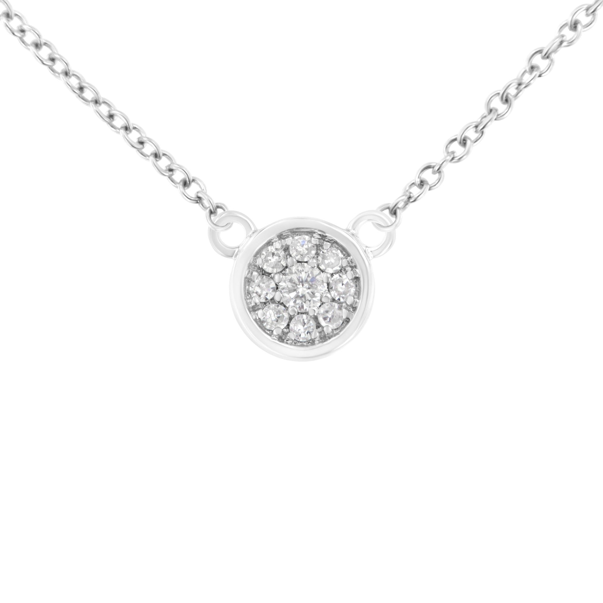10K White Gold 1/4 Cttw Diamond Flower Pendant Necklace (I-J Color, I2-I3 Clarity) - Adjustable 16-18" chain Bids.com