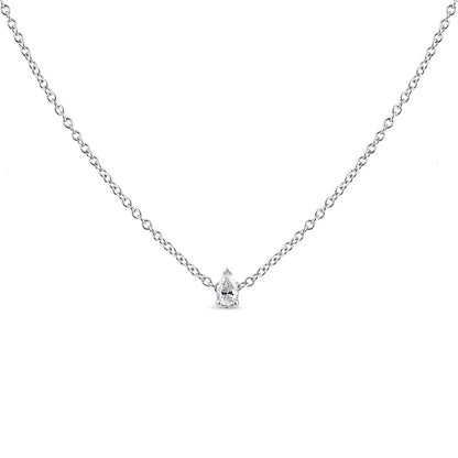 14K White Gold 1/10 Cttw Pear Shape Lab Grown Diamond Solitaire Pendant Necklace (F-G Color, VS2-SI1 Clarity) Bids.com