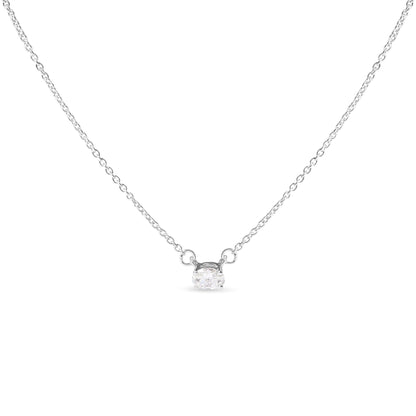 14K White Gold 1/4 Cttw Lab Grown Oval Solitaire Diamond East West 18" Pendant Necklace (G-H Color, VS2-SI1 Clarity) Bids.com