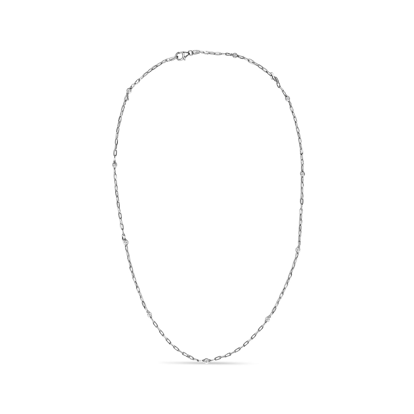 14K White Gold Bezel Set 1.00 Cttw Diamond 11 Station Necklace Bids.com