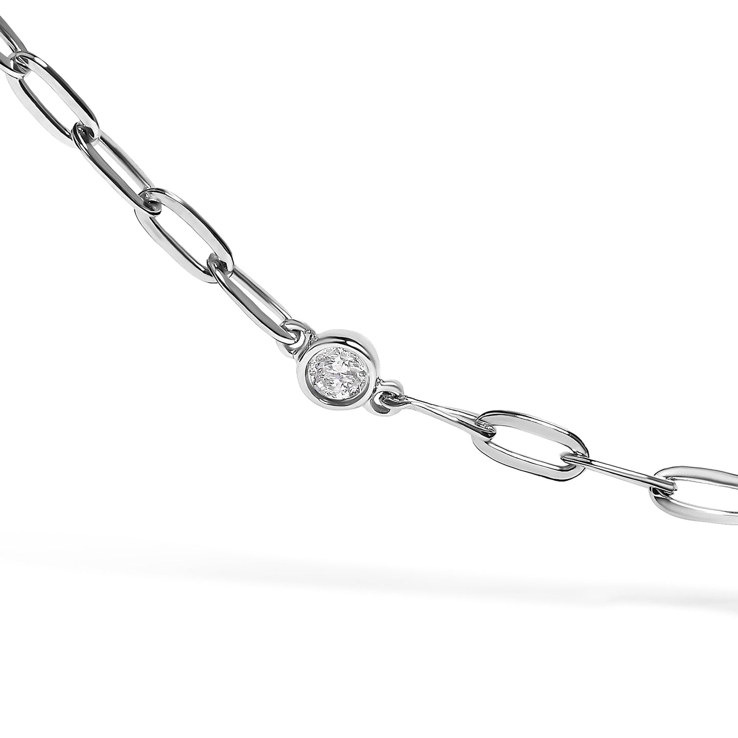 14K White Gold Bezel Set 1.00 Cttw Diamond 11 Station Necklace Bids.com