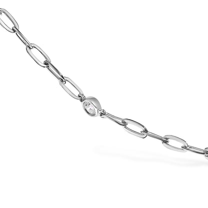14K White Gold Bezel Set 1.00 Cttw Diamond 11 Station Necklace Bids.com