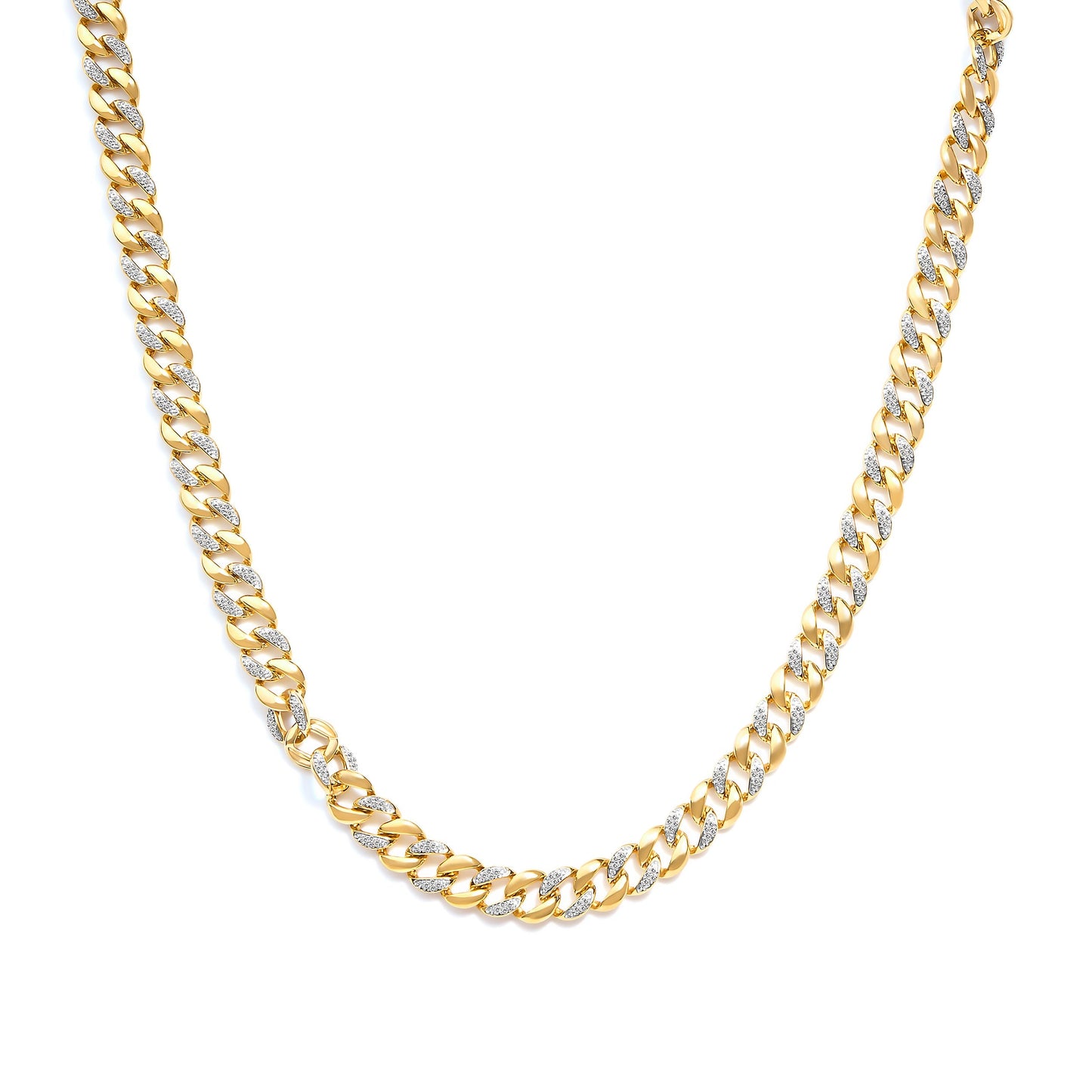 14K Yellow Gold Plated .925 Sterling Silver 1.0 Cttw Diamond Cuban Link Necklace (I-J Color, I3 Clarity) - 18" Inches Bids.com