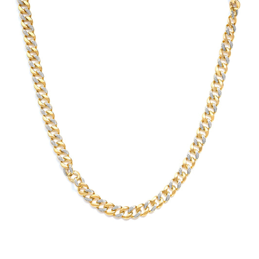 14K Yellow Gold Plated .925 Sterling Silver 1.0 Cttw Diamond Cuban Link Necklace (I-J Color, I3 Clarity) - 18" Inches Bids.com