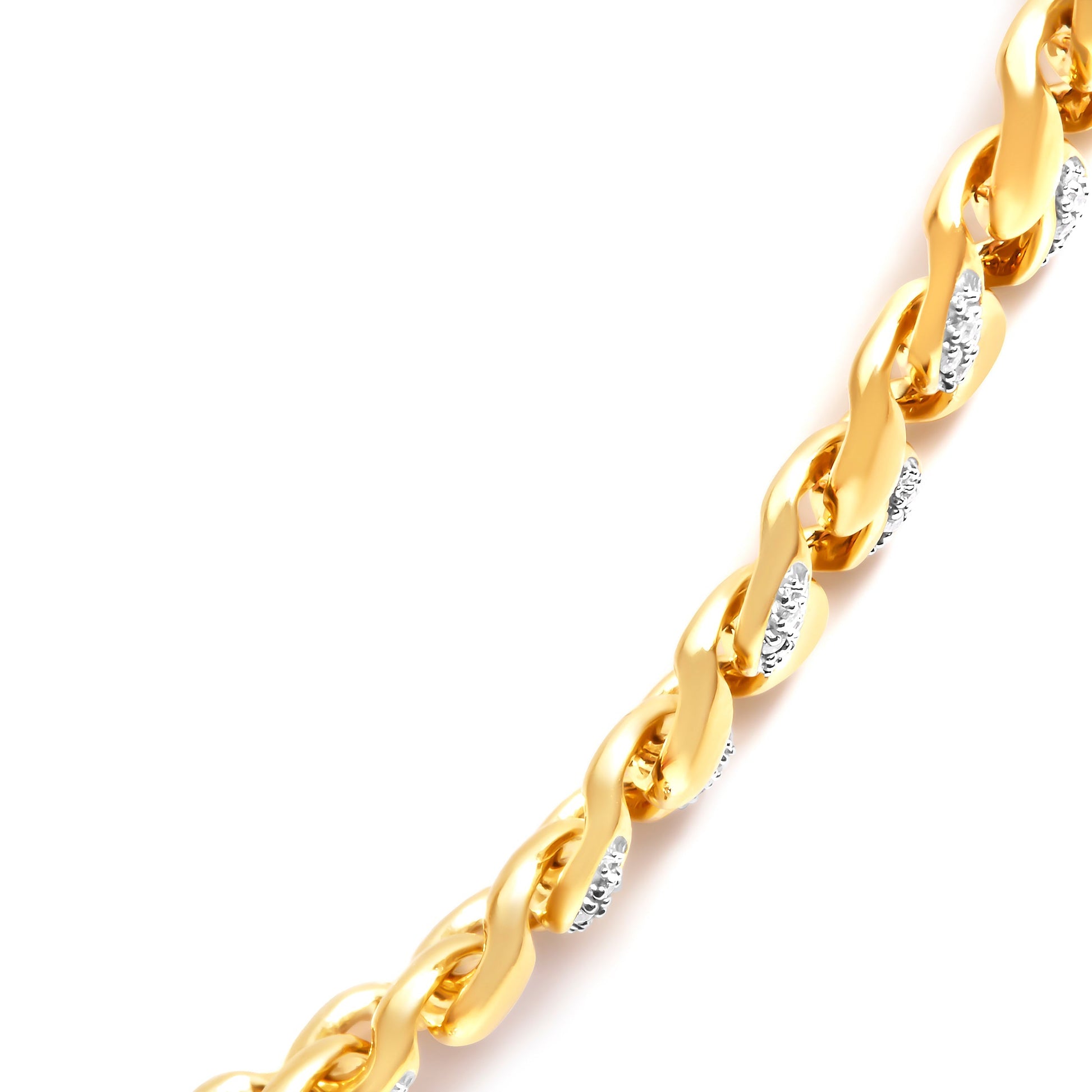 14K Yellow Gold Plated .925 Sterling Silver 1.0 Cttw Diamond Cuban Link Necklace (I-J Color, I3 Clarity) - 18" Inches Bids.com