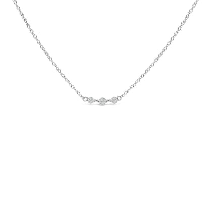 Sterling Silver 1/5 Cttw Lab Grown Diamond 3 Stone Station Necklace Bids.com