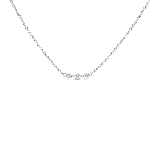 Sterling Silver 1/5 Cttw Lab Grown Diamond 3 Stone Station Necklace Bids.com