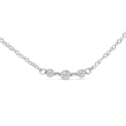 Sterling Silver 1/5 Cttw Lab Grown Diamond 3 Stone Station Necklace Bids.com
