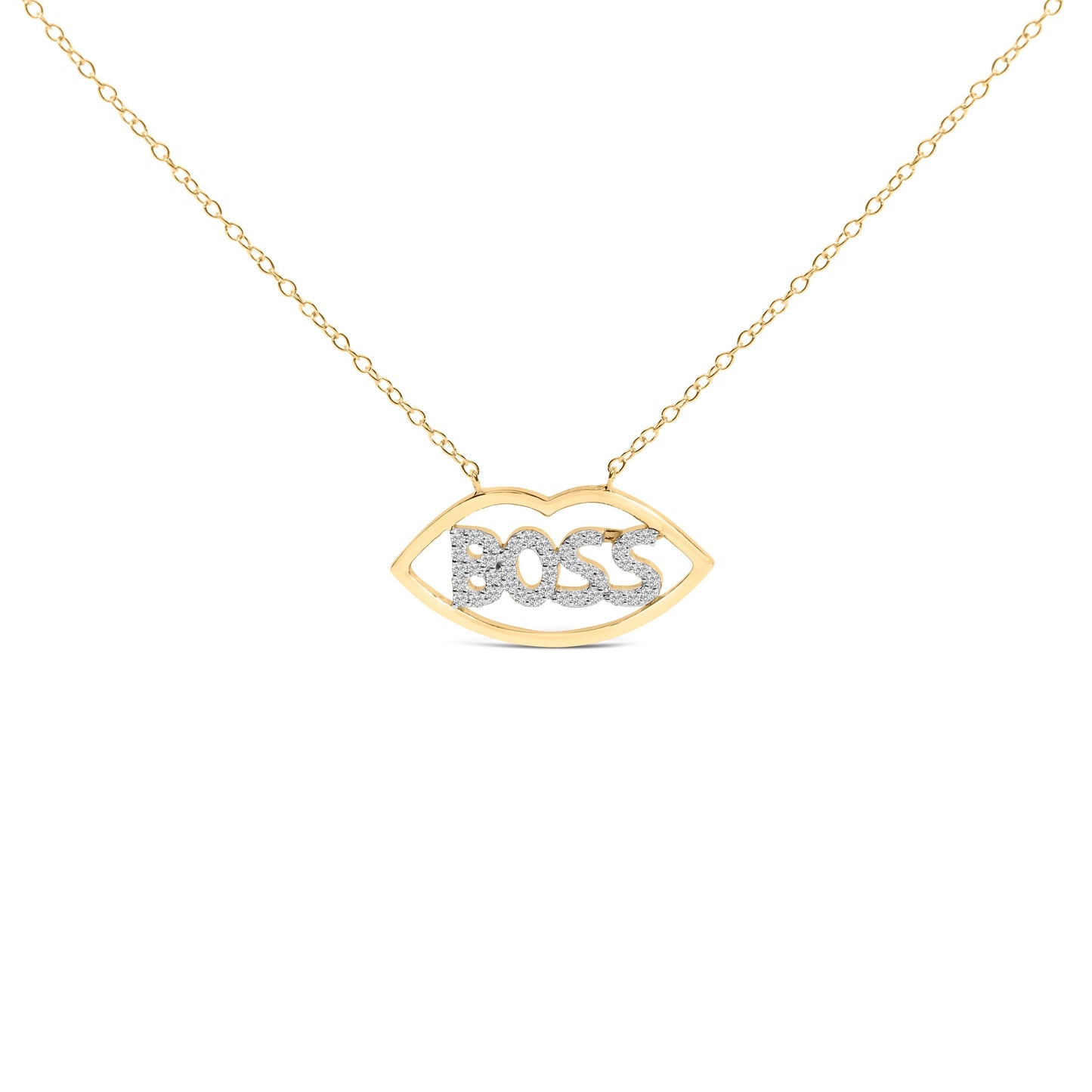 14K Yellow Gold Plated Silver 1/4 Cttw Diamond "Boss" Pendant Necklace - 18 Inch Bids.com