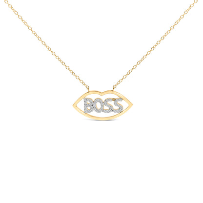 14K Yellow Gold Plated Silver 1/4 Cttw Diamond "Boss" Pendant Necklace - 18 Inch Bids.com