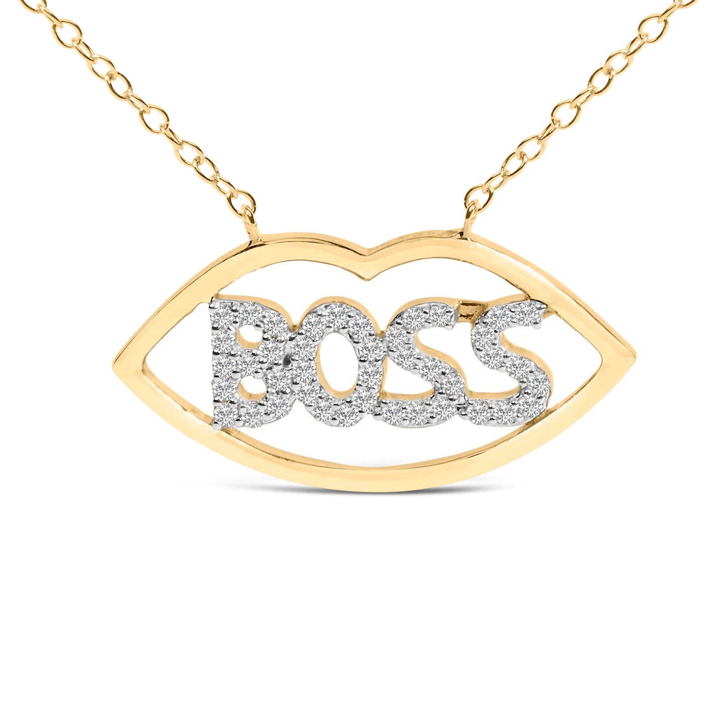 14K Yellow Gold Plated Silver 1/4 Cttw Diamond "Boss" Pendant Necklace - 18 Inch Bids.com